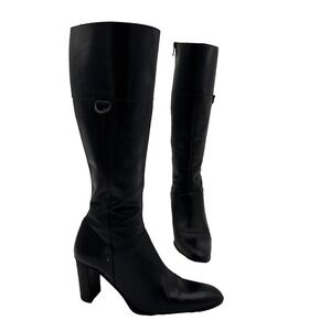Enzo di siena Boots Womens Size 8 Black Knee High Block Heel Almond Toe Riding